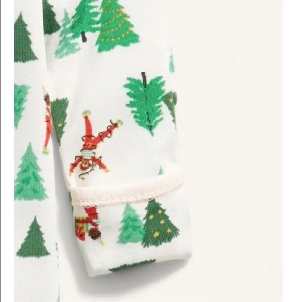 Mommy & Me Matching Christmas Tree Elf Toddler Footy PJ & XS PJ Pant Bundle Set
